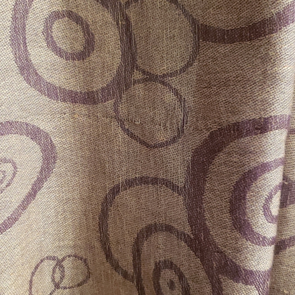 Pashmina Scarf Brown Geometric Circle Print Fringe Wrap Boho Chic - Picture 2 of 9